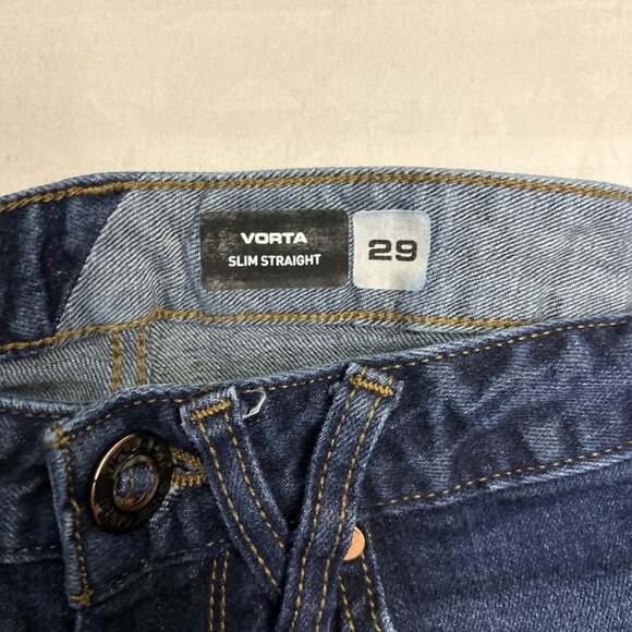 Volcom Vorta Slim Straight Jeans Men's Size 29 X 27L dark wash Denim 5 Pocket - Picture 2 of 8